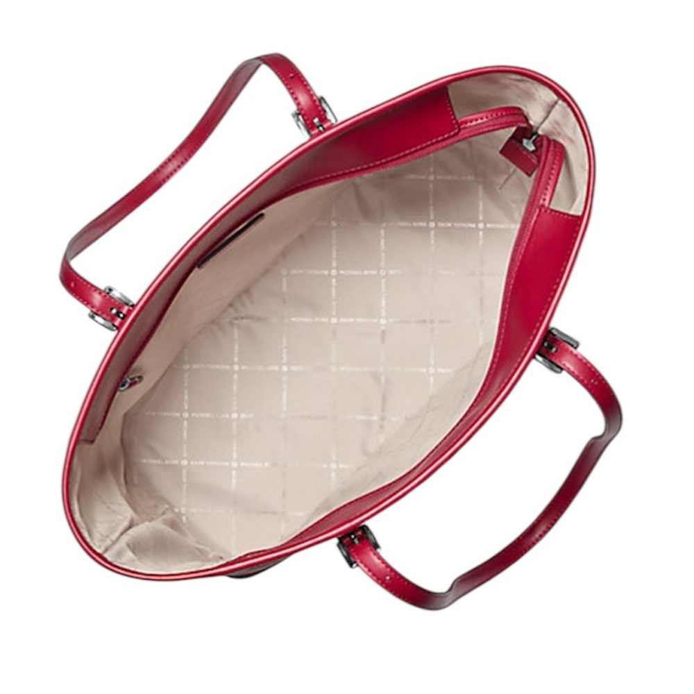 NWT NIPMichael Kors Jet Set Large Printed Signature Logo Tote Bag - Dk Raspberry - Picture 2 of 2